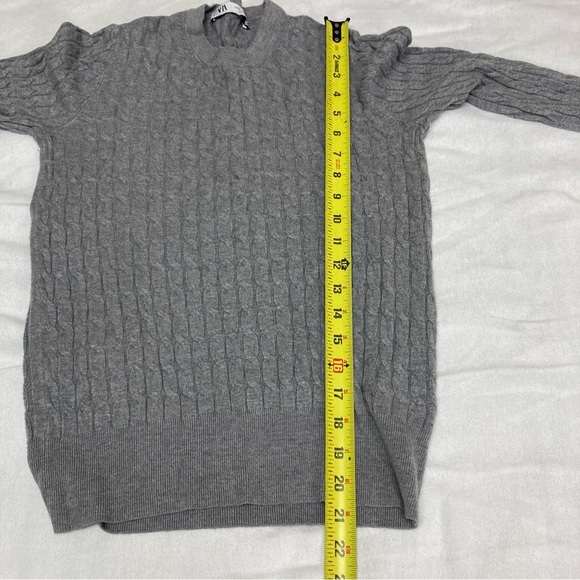 Zara Sweater Cable Knit Round Neck Gray Size M - Picture 8 of 15